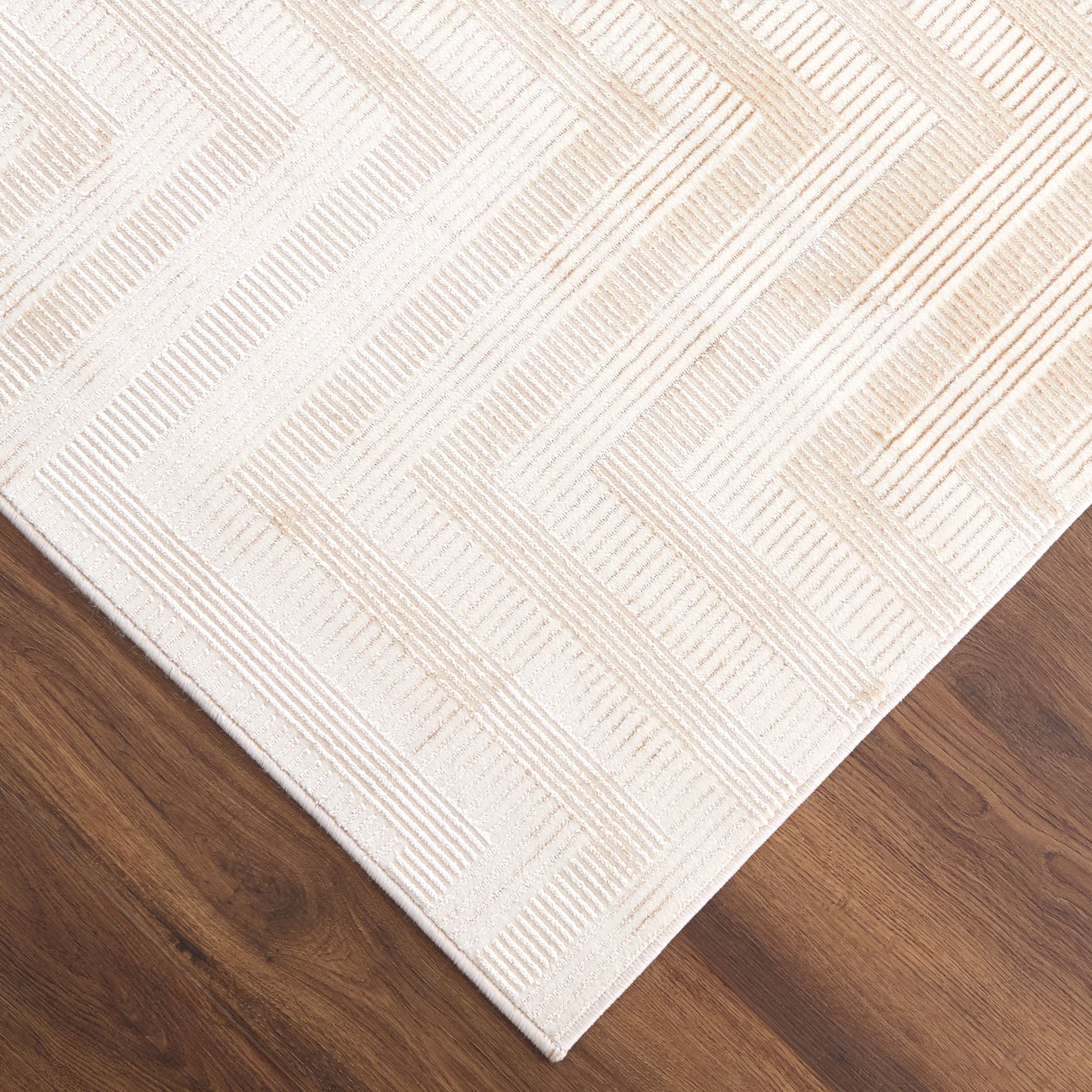 Livia Textural Weave Pattern Gold and Ivory Rug