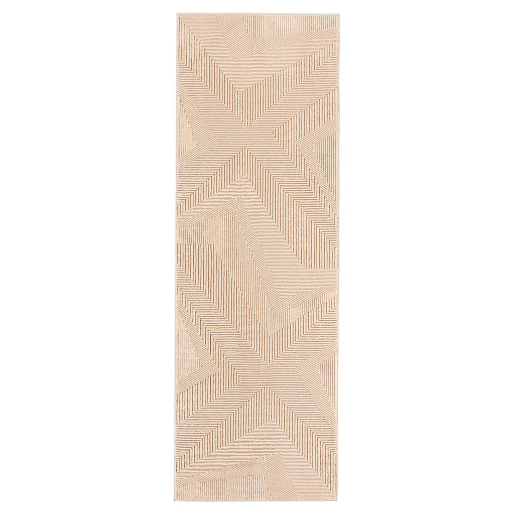 Livia Textural Abstract Geometric Gold and Ivory Rug