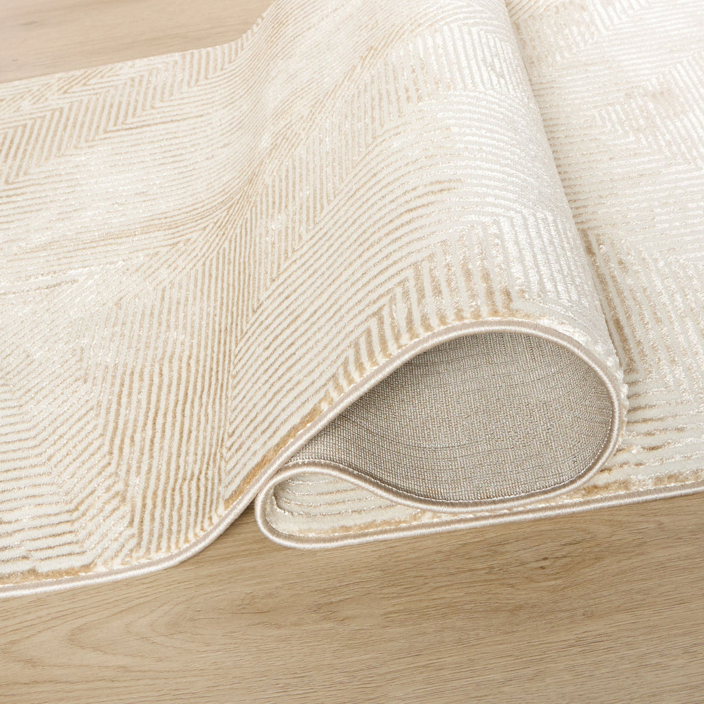 Livia Textural Abstract Geometric Gold and Ivory Rug