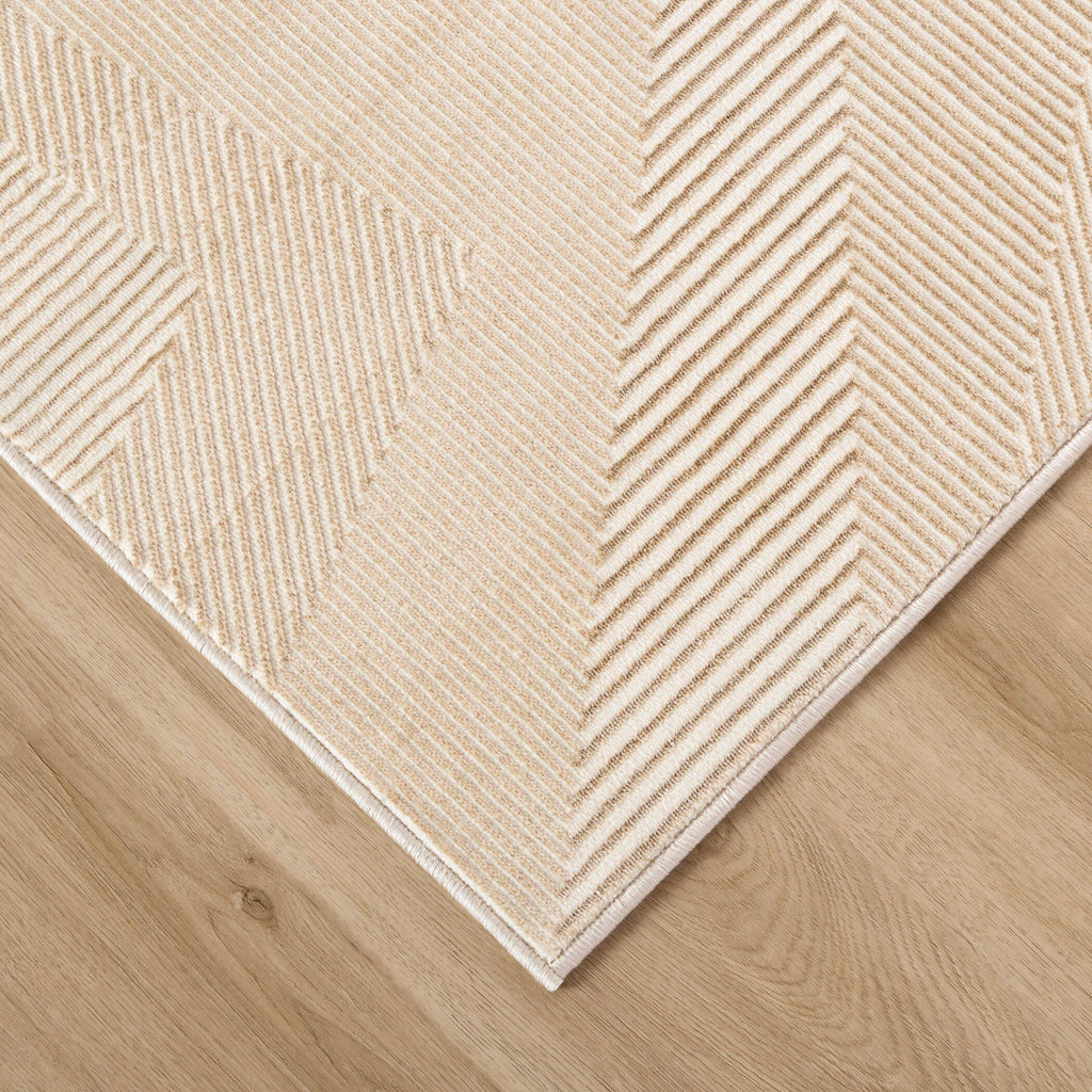 Livia Textural Abstract Geometric Gold and Ivory Rug