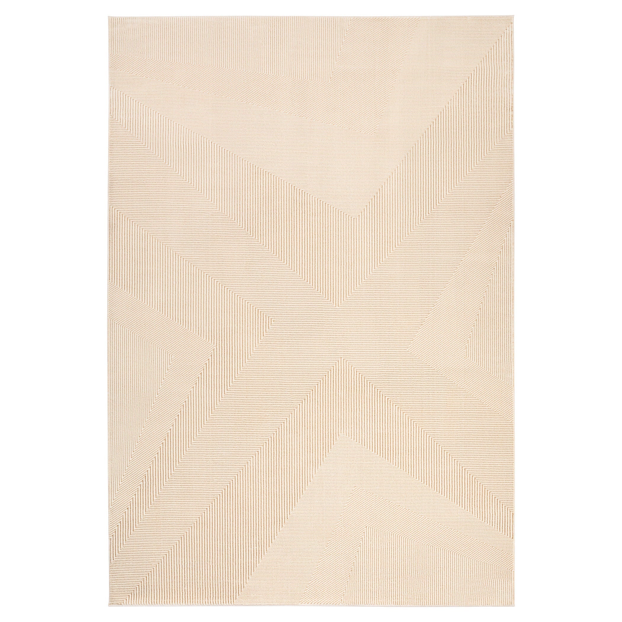 Livia Textural Abstract Geometric Gold and Ivory Rug