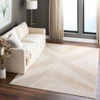 Livia Textural Abstract Geometric Gold and Ivory Rug