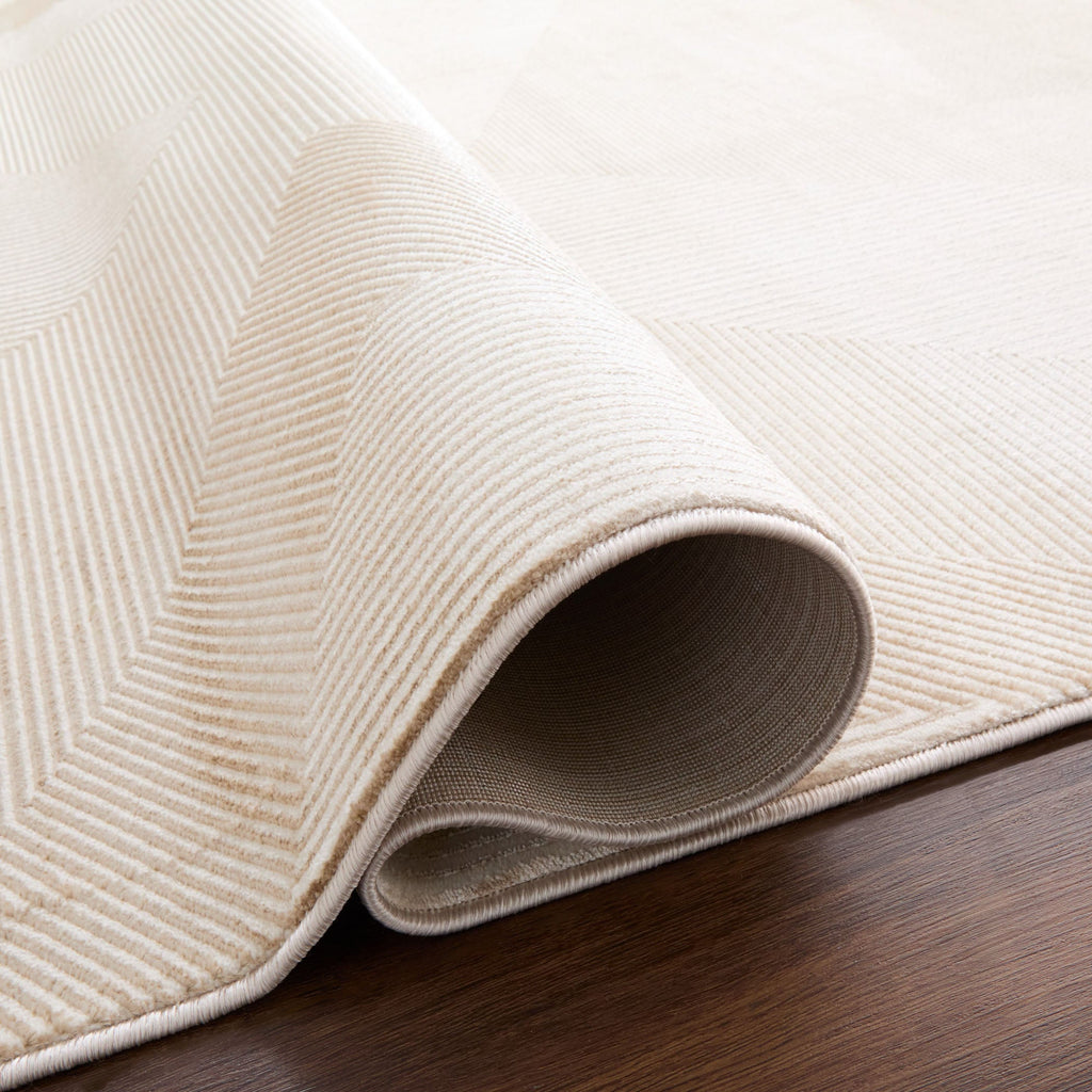 Livia Textural Abstract Geometric Gold and Ivory Rug