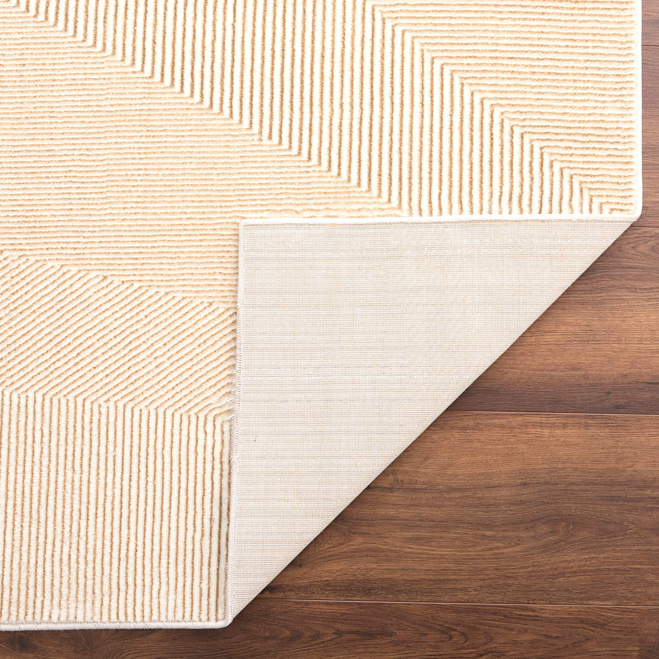 Livia Textural Abstract Geometric Gold and Ivory Rug