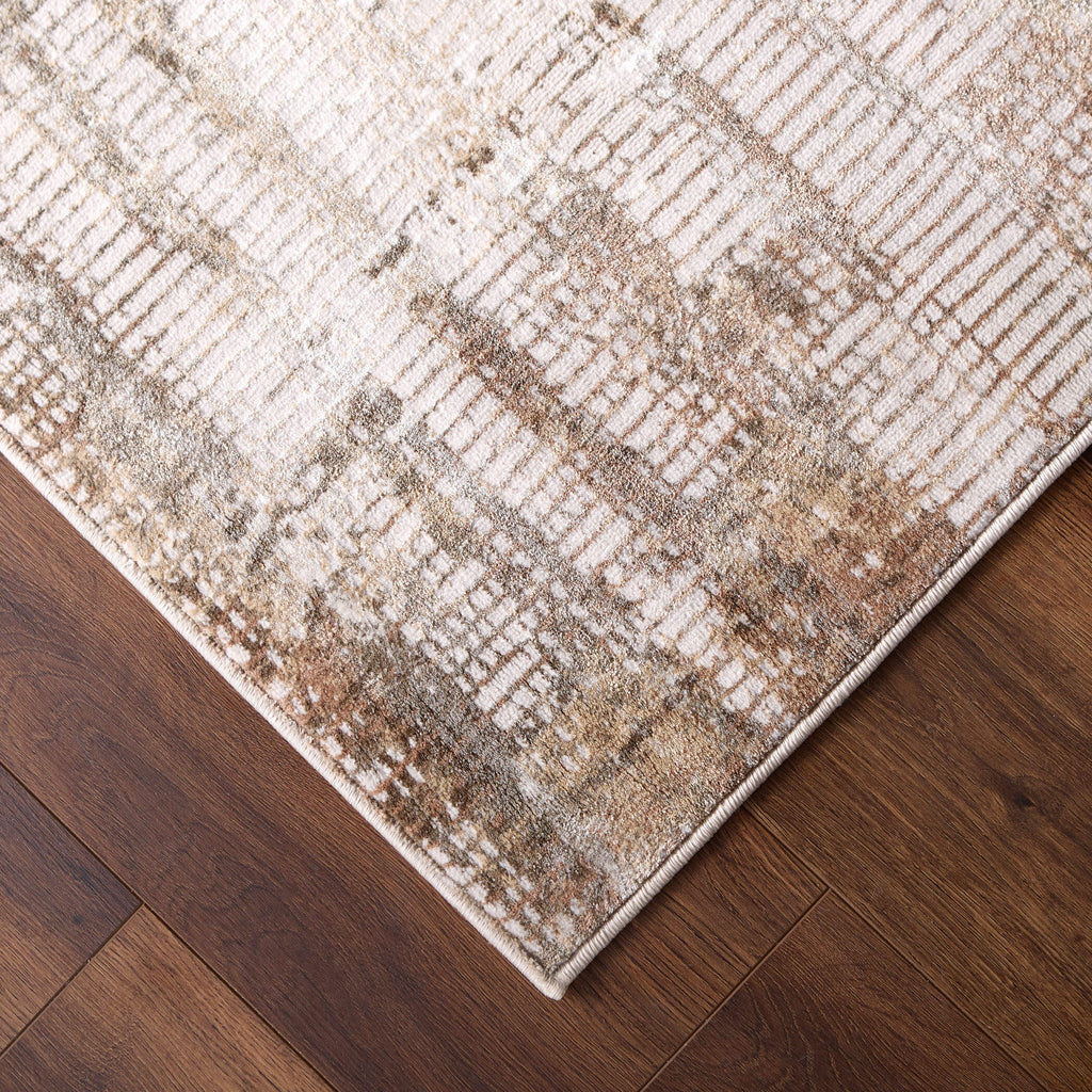 Laila Modern Faded Linear Warm Neutral Rug