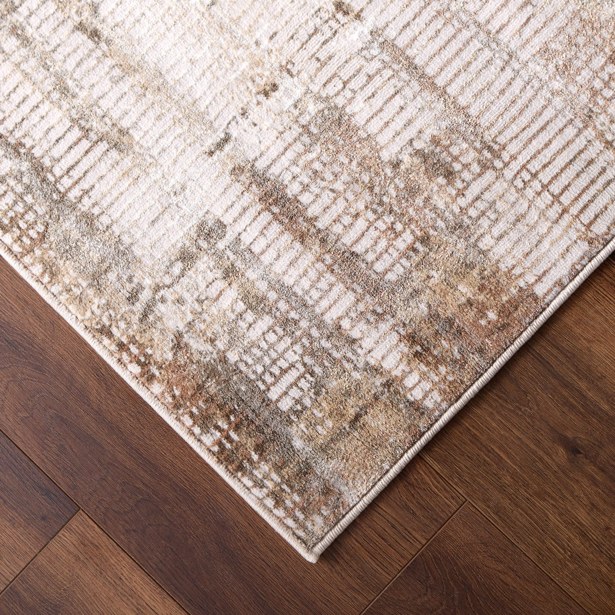 Laila Modern Faded Linear Warm Neutral Rug