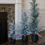 3' Flocked Cedar Tree with Snowy Flocking