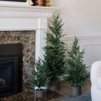 2' Pine Tree with Lifelike Branches and Rustic Pinecones in Brown Wired Basket