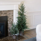 2' Pine Tree with Lifelike Branches and Rustic Pinecones in Brown Wired Basket