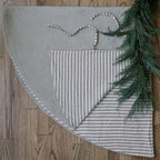 Reversible 60 Ticking Stripe Tree Skirt in Cozy Cotton and Wool Blend