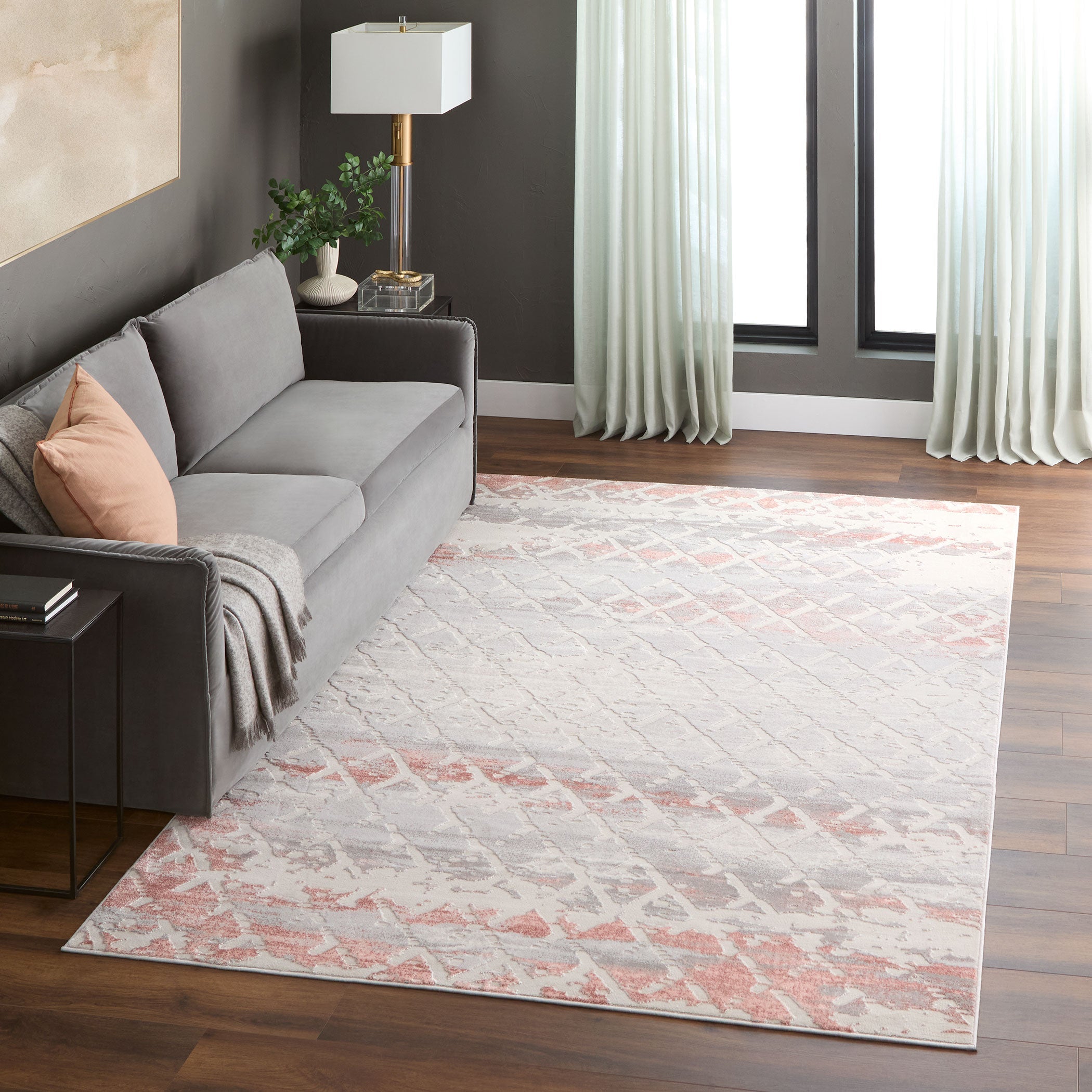 Betsi Abstract Vintage Diamond Pink and Neutral Rug