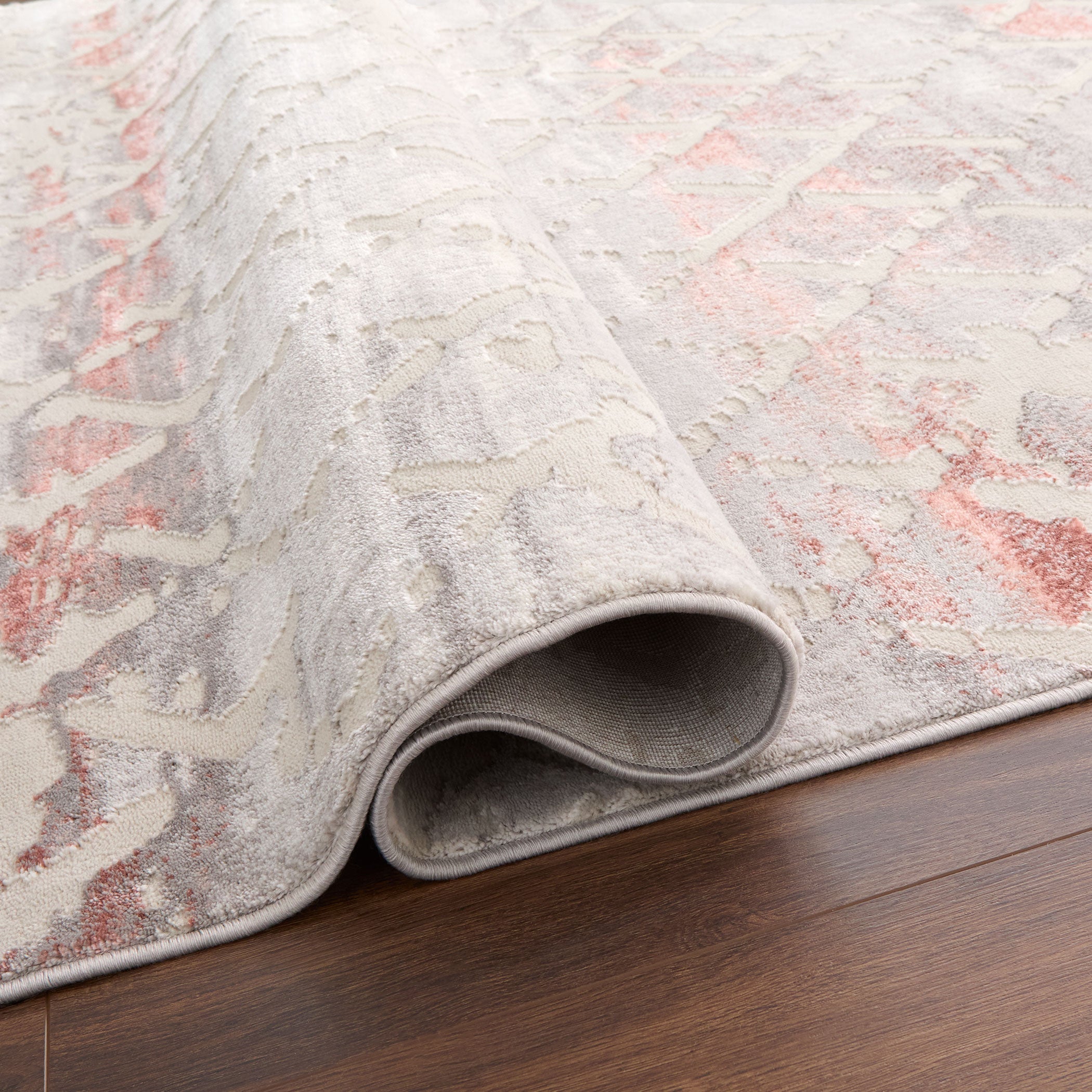 Betsi Abstract Vintage Diamond Pink and Neutral Rug