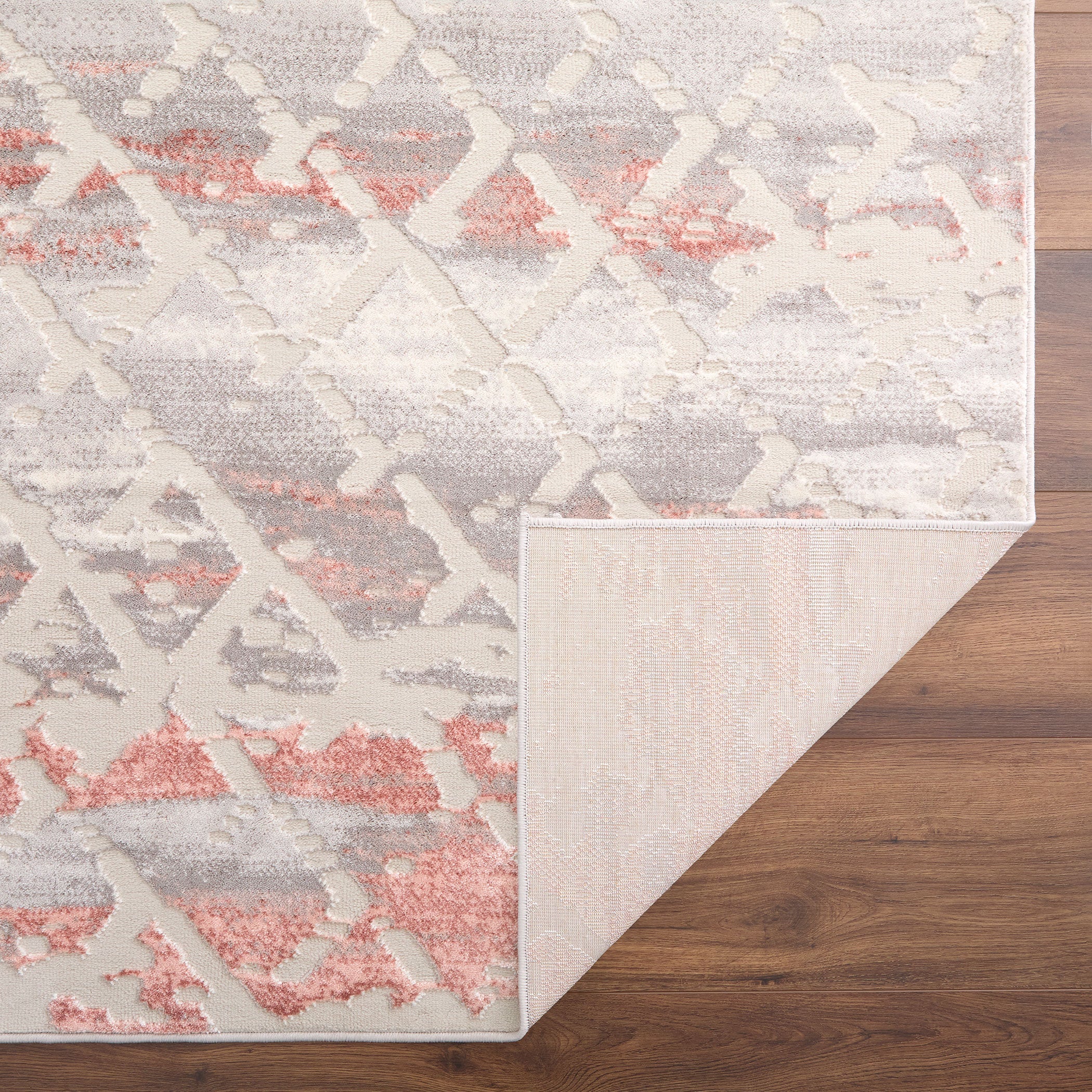 Betsi Abstract Vintage Diamond Pink and Neutral Rug