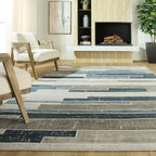 Betsi Vintage Patchwork Blue and Neutral Rug