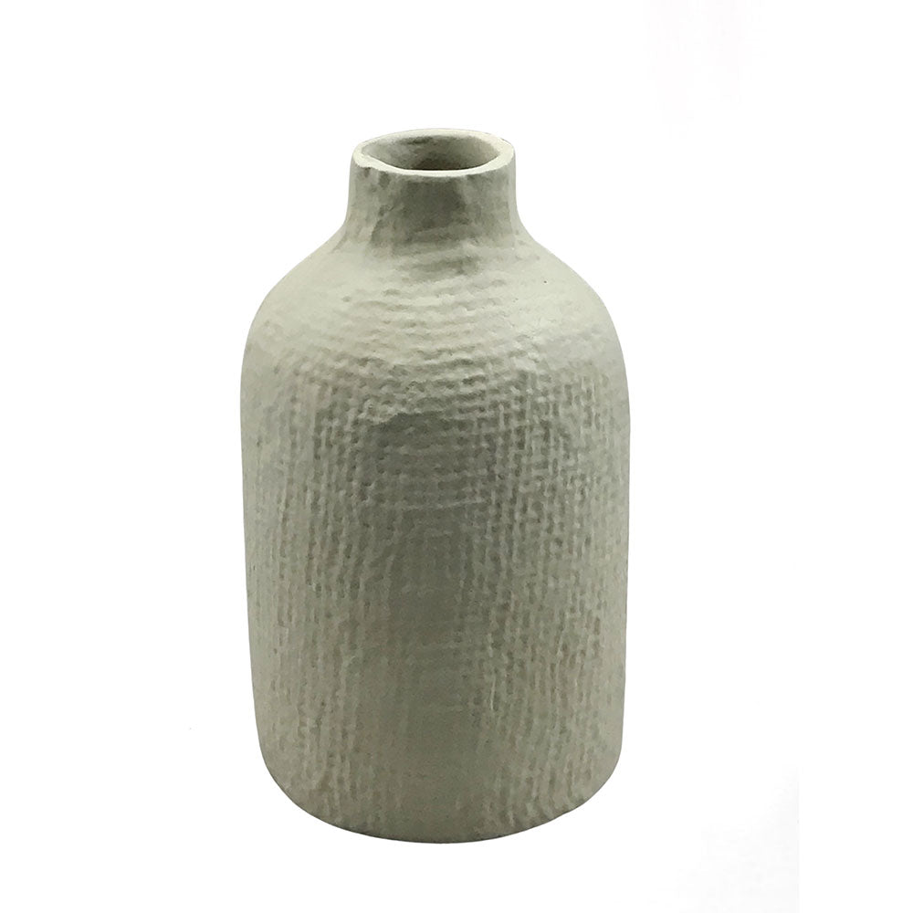 Handmade Off-White Aluminum Textured Vase