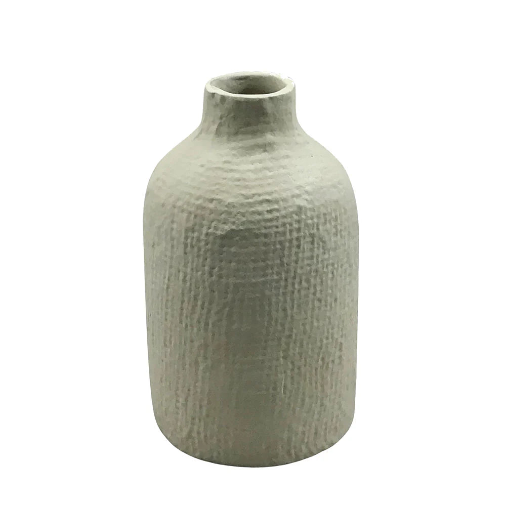 Handmade Off-White Aluminum Textured Vase