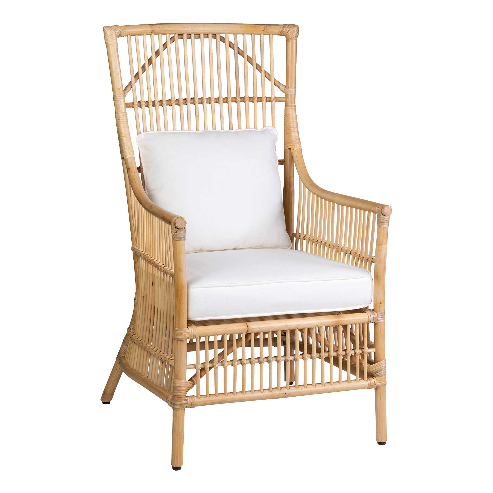 Rattan High Back Natural Dining Arm Chair