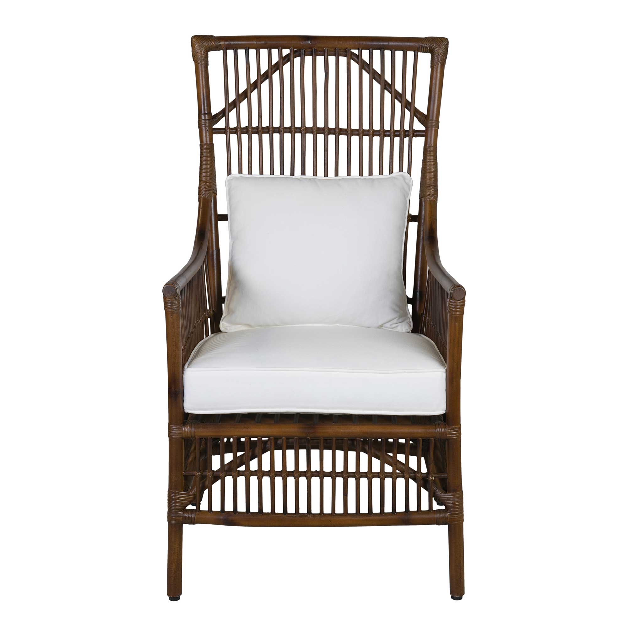 Rattan High Back Brown Dining Arm Chair