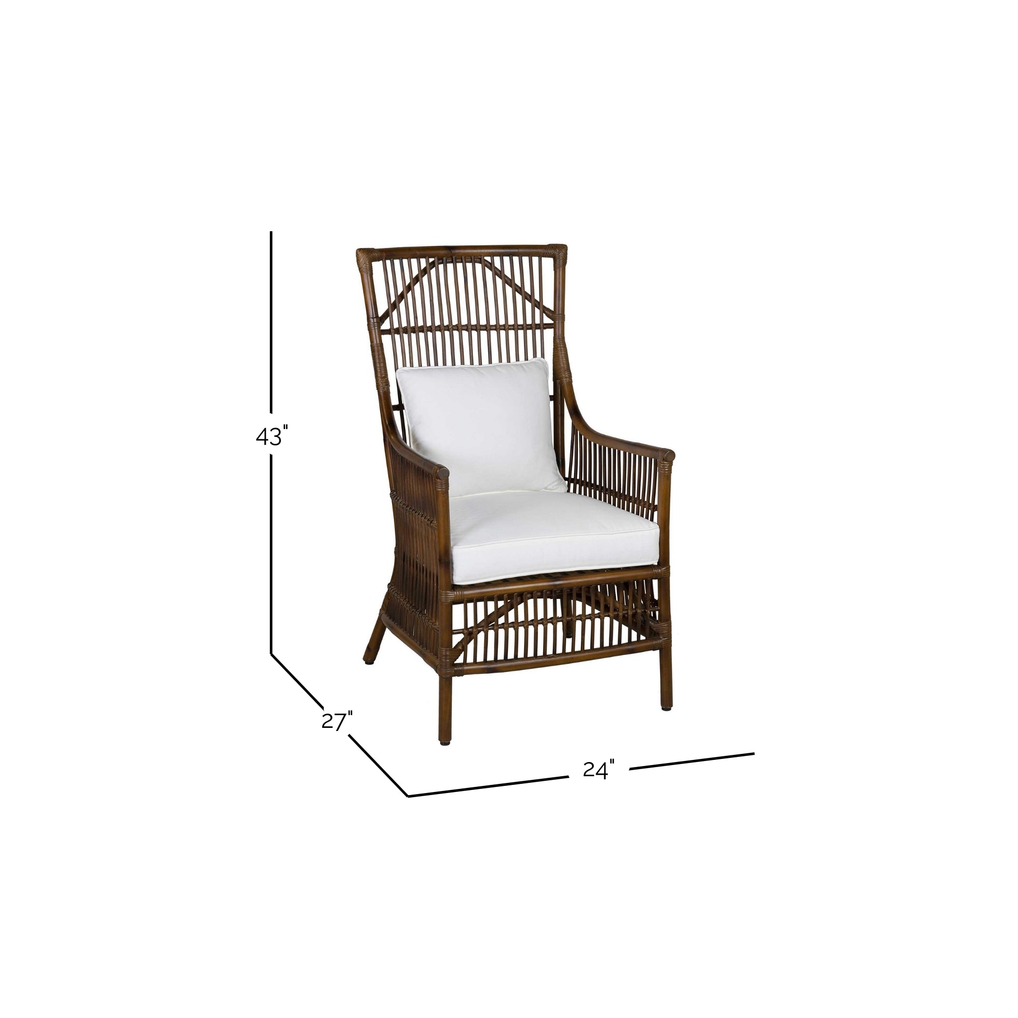 Rattan High Back Brown Dining Arm Chair