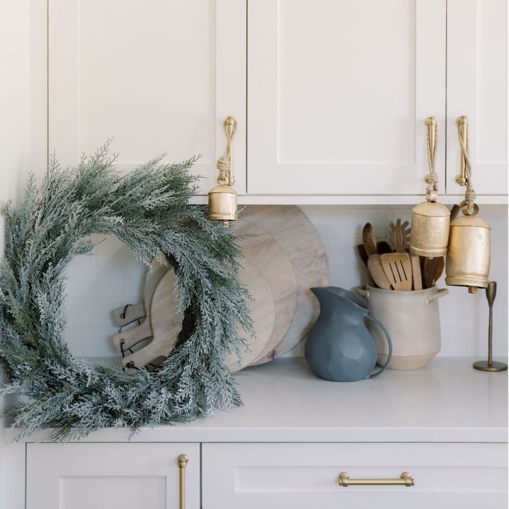 30 Flocked Cedar Wreath with Snow-Dusted Finish