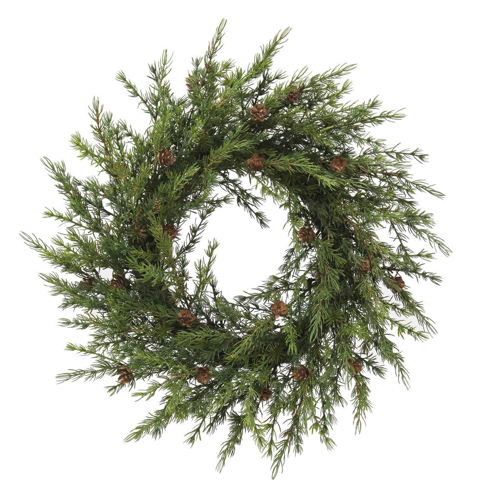 Elegant 28 Artificial Pine Wreath with Realistic Pinecones