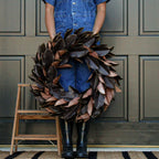 30 Lifelike Brown Magnolia Leaf Wreath