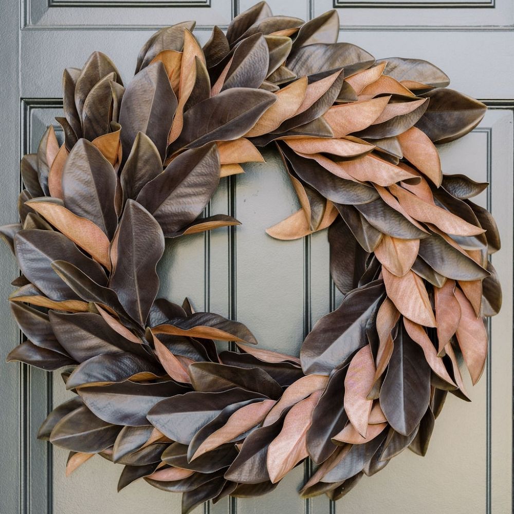 30 Lifelike Brown Magnolia Leaf Wreath