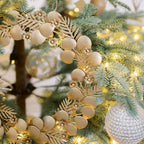 Elegant Handcrafted 12 Mixed Metal Wreath Set with Delicate Leaves and Charming Berries