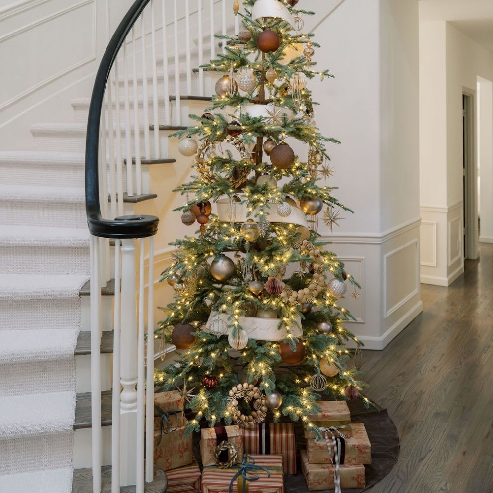 Handcrafted 12 Mixed Metal Wreaths with Elegant Layered Leaves, Set of 2