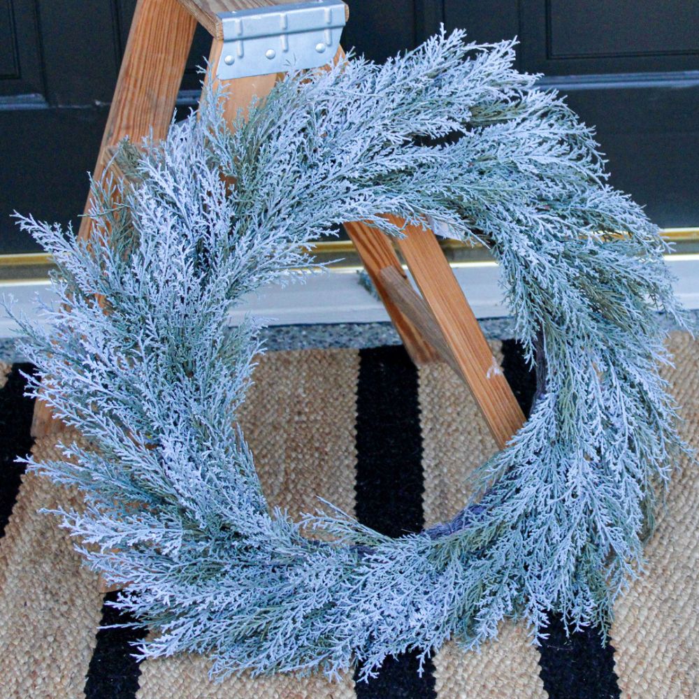 30 Flocked Cedar Wreath with Snow-Dusted Finish