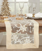 Printed Snowflake and Ribbon Table Runner