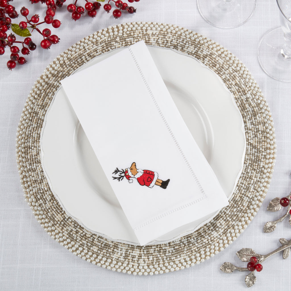 Embroidered Reindeer Table Napkin, Set of 4