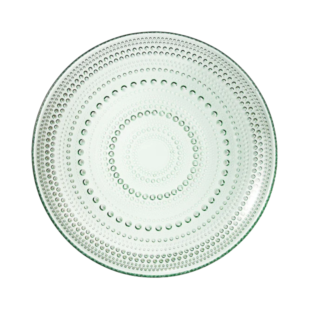Glass Hobnail Green Dinner Plates, Set of 4