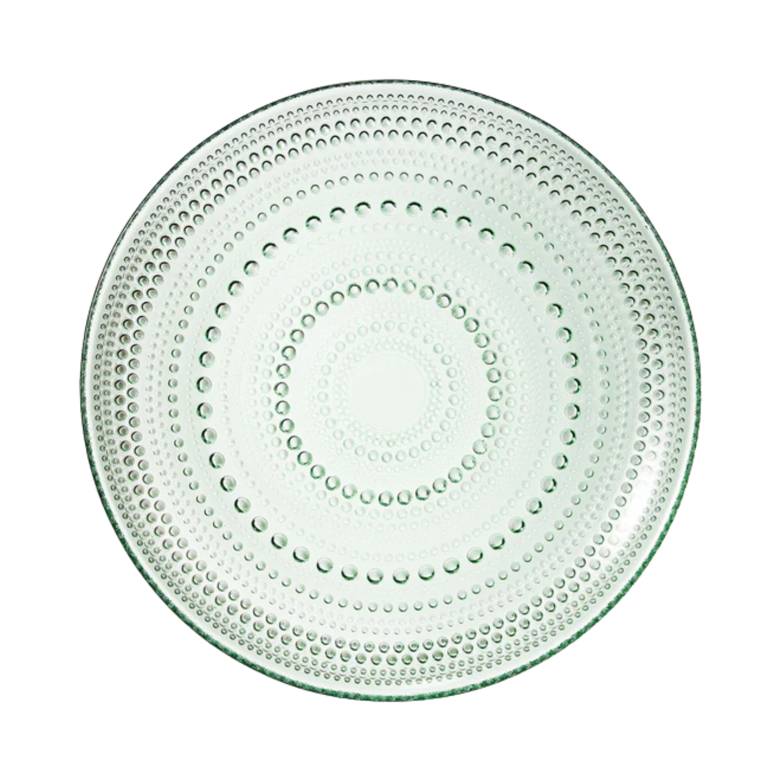 Glass Hobnail Green Dinner Plates, Set of 4