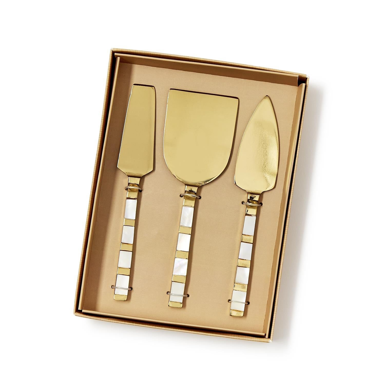 Mother of Pearl Cheese Knives in Gift Box, Set of 3