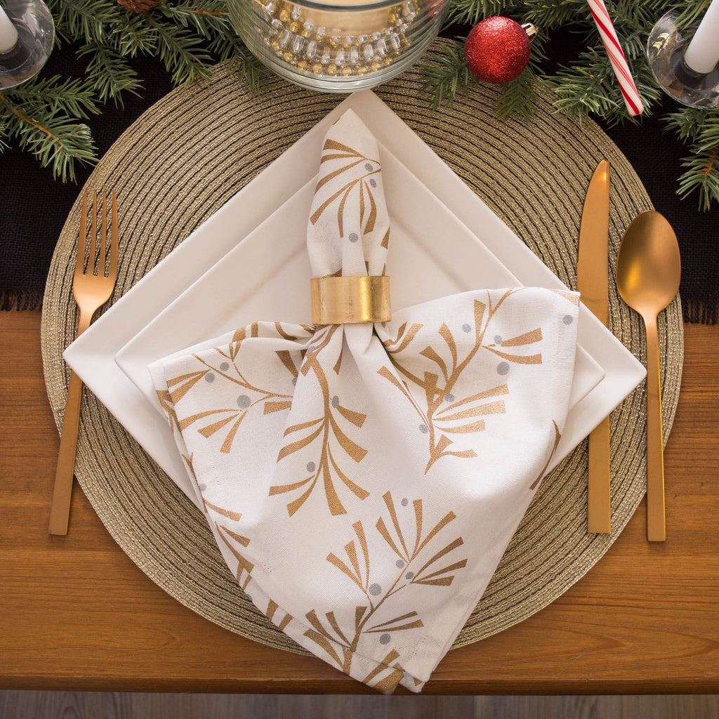 Metallic Holly Leaves Napkins, Set Of 6