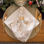 Metallic Holly Leaves Napkins, Set Of 6
