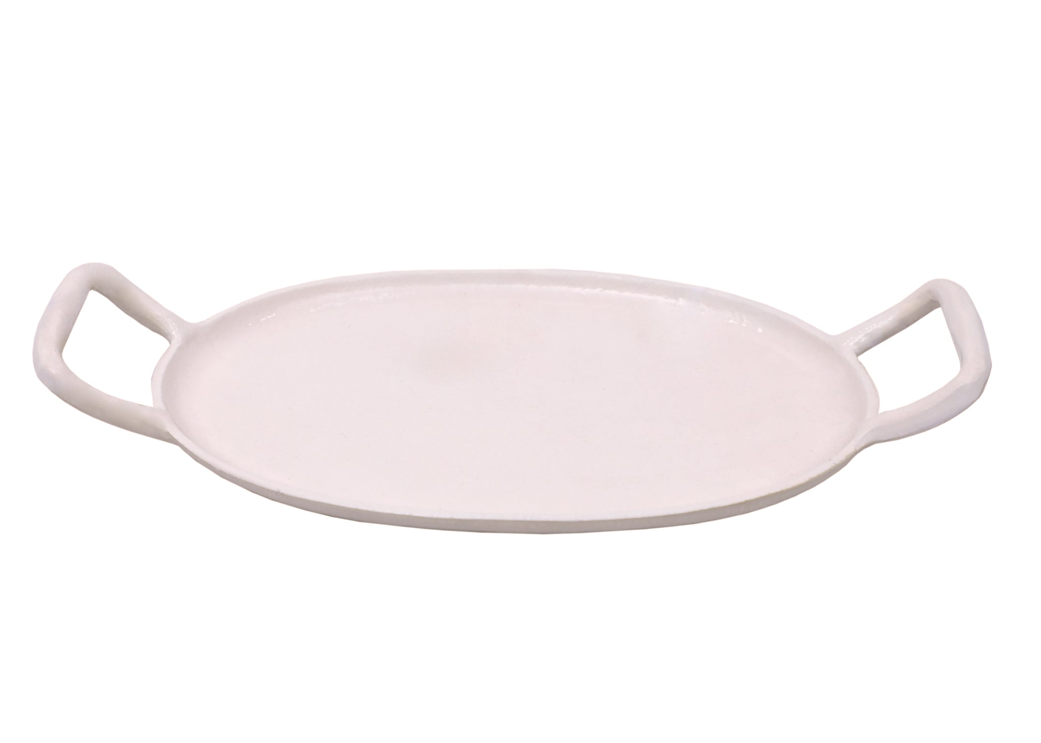 Aluminum Tray with Handle in Cream, 16 x 9.5 in