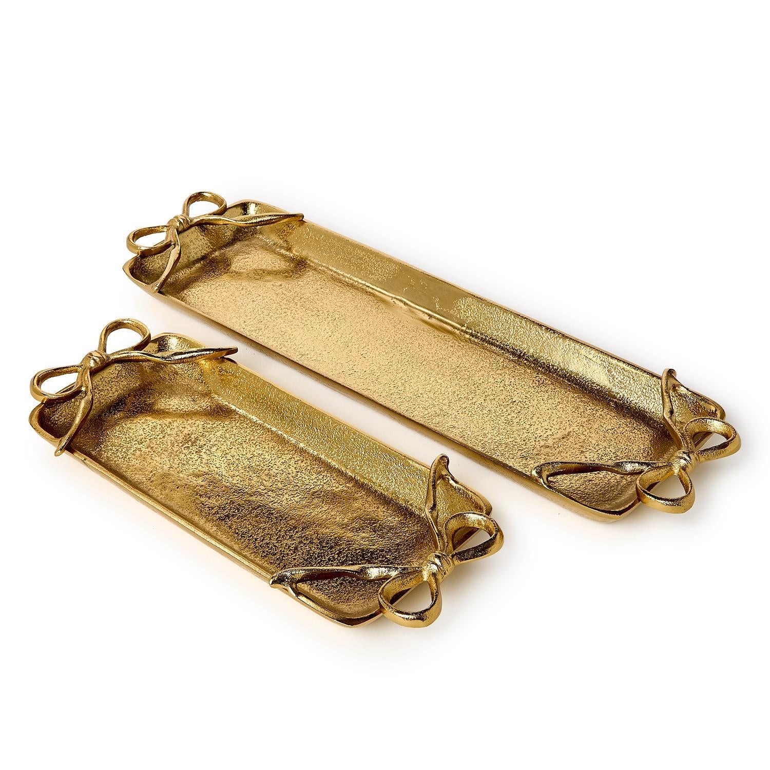 Gold Bows Serving Trays Includes 2 Sizes, Set of 2