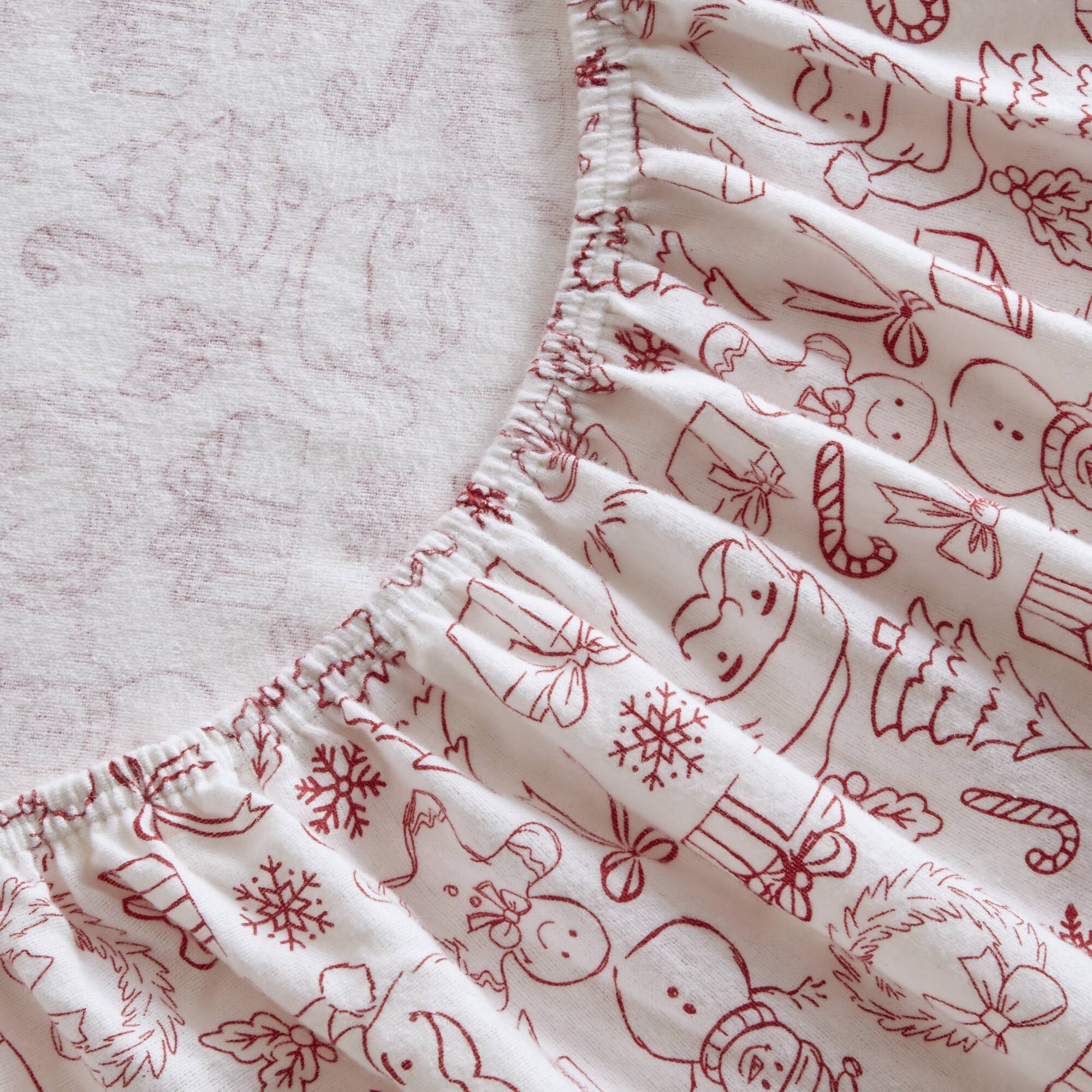 Holiday Doodles 100% Cotton Flannel Pigment Printed Sheet Set