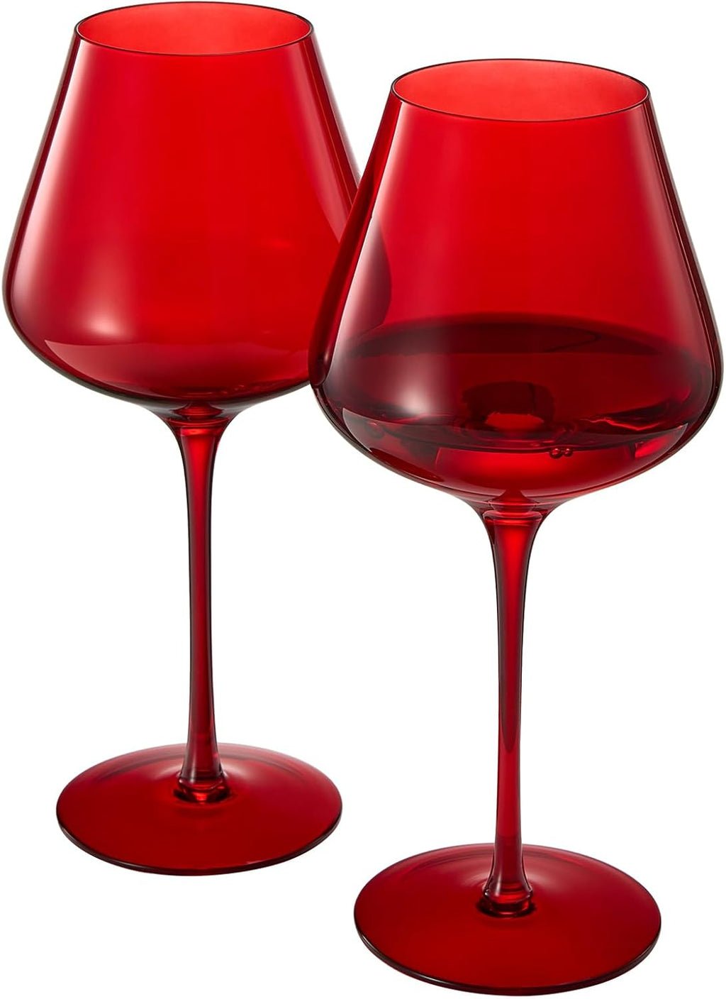 Stagioni Stemmed Wine Glassware, Set of 2, Holiday Red