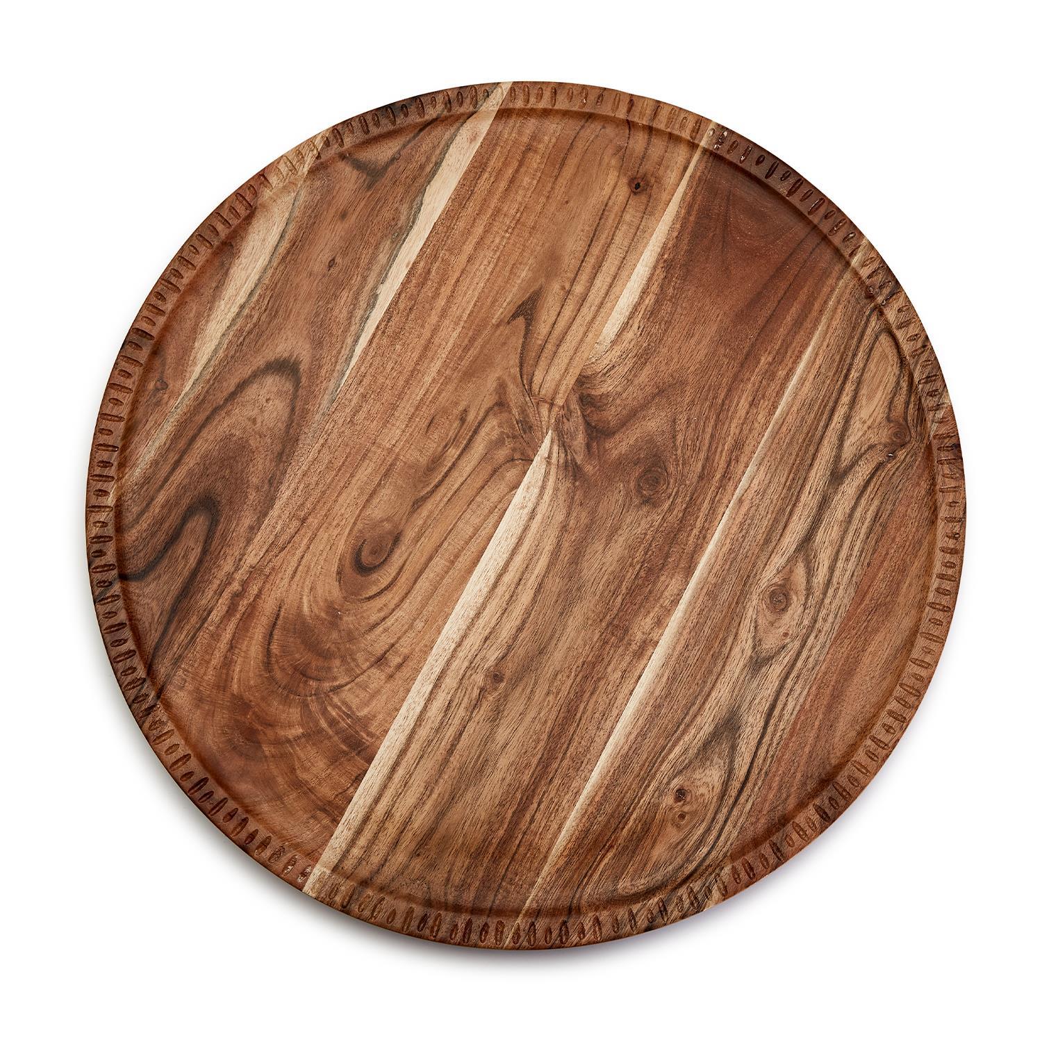 Rotating Lazy Susan Charcuterie with Hand-Etched Border