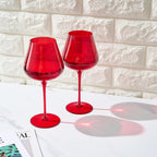 Stagioni Stemmed Wine Glassware, Set of 2, Holiday Red