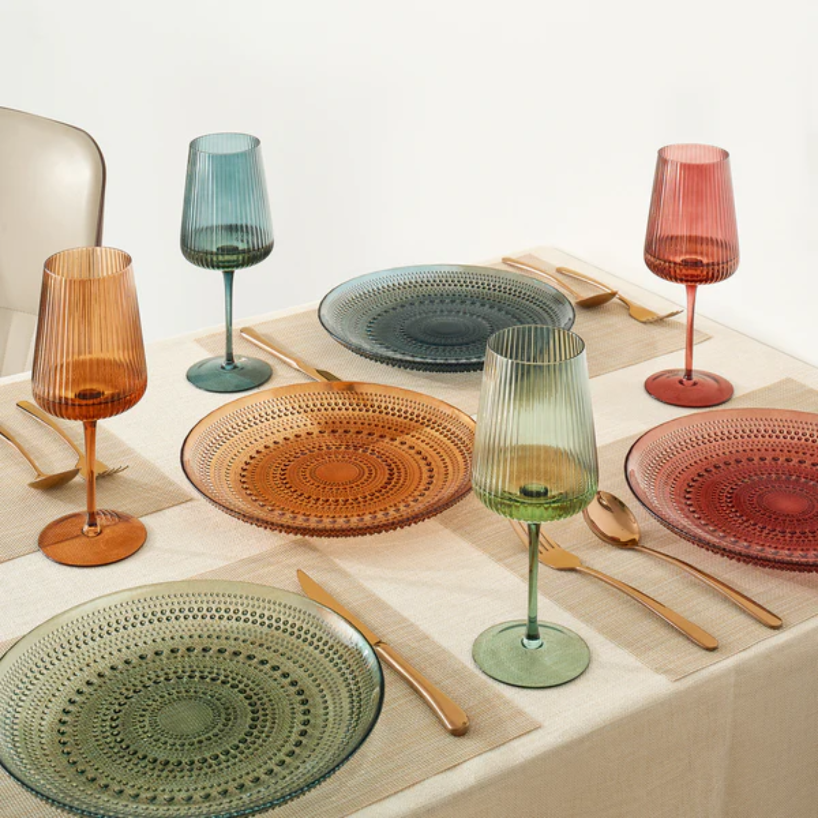 Tonal Hobnail Glass Plate, Set of 6