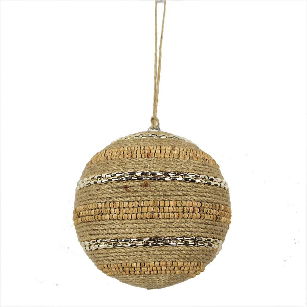 Beaded Jute Christmas Ornaments, Set of 4