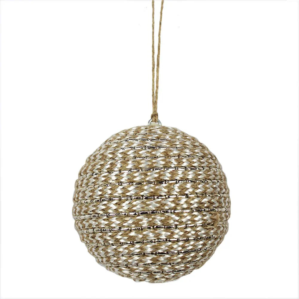 Beaded Jute Christmas Ornaments, Set of 4