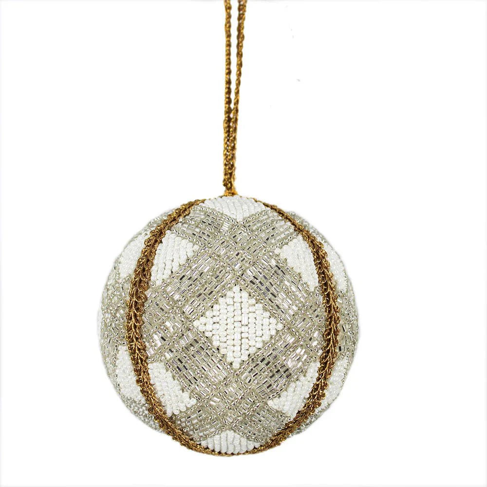 Beaded Jute Christmas Ornaments, Set of 4