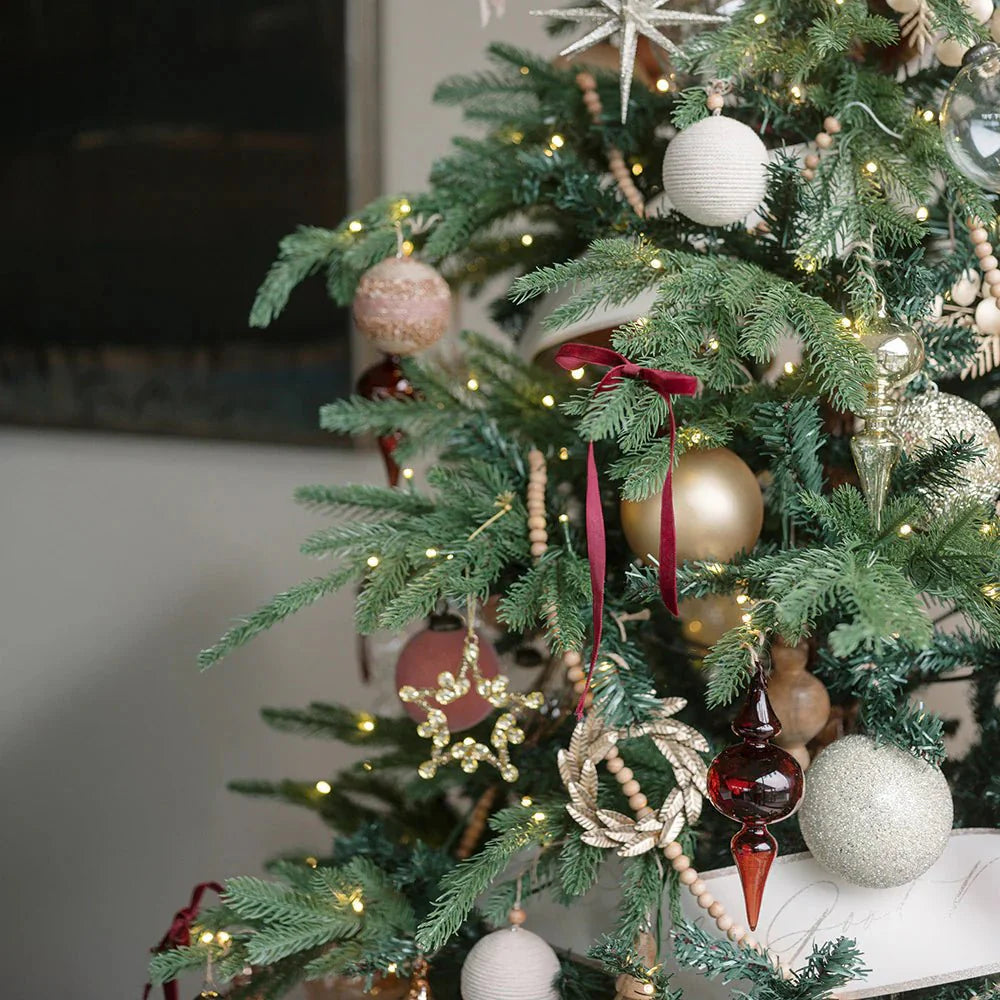 Beaded Snowflake & Star Christmas Ornaments, Set of 4