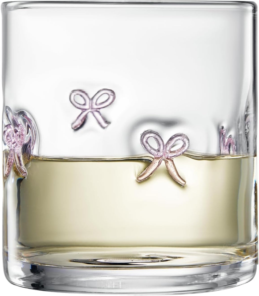 Bowtie Tumblers Set Stylish Break Resistant Acrylic Drinkware for Cocktail Wedding Gift Use - Set of 2 Pink