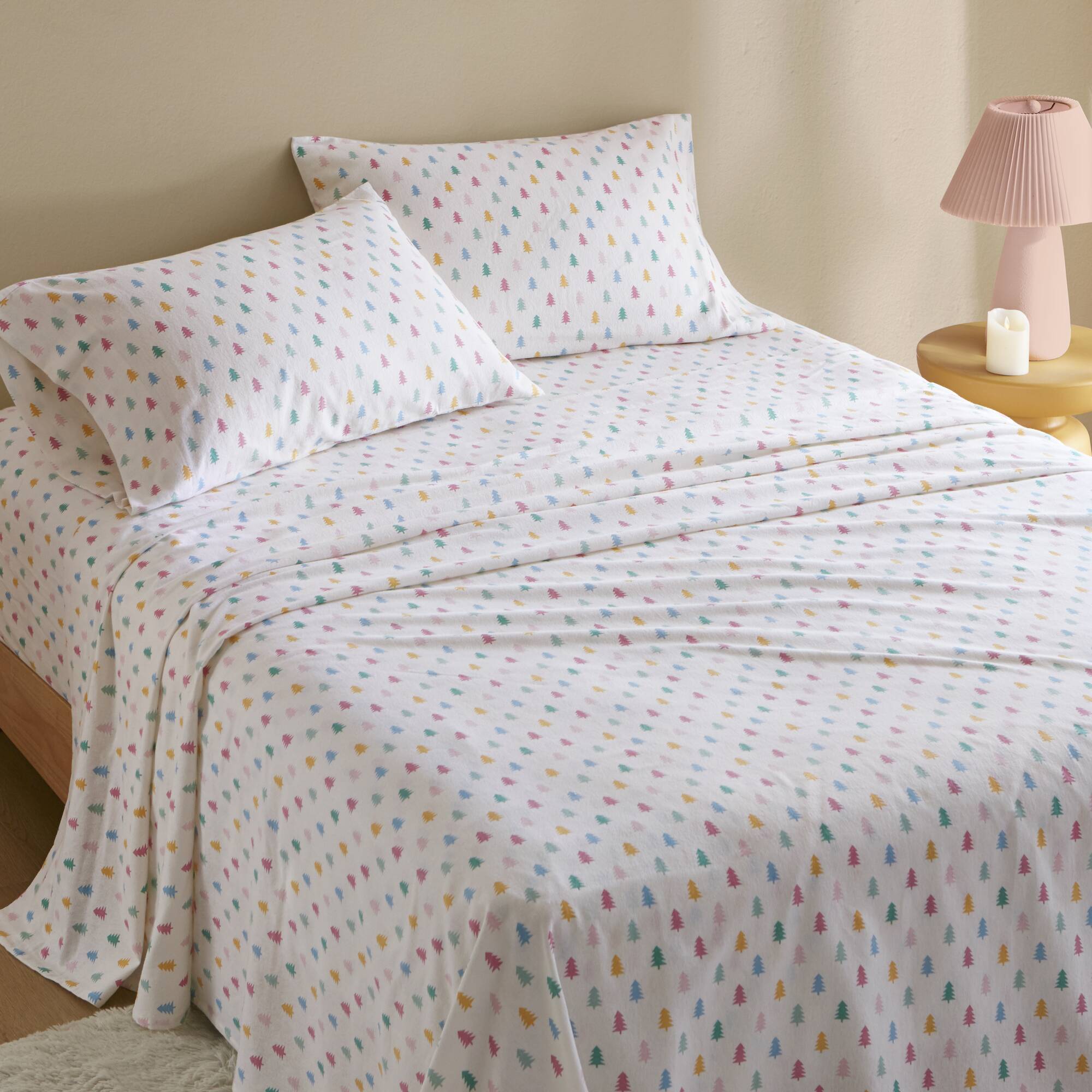 Tree Block 100% Cotton Flannel Pigment Printed Sheet Set